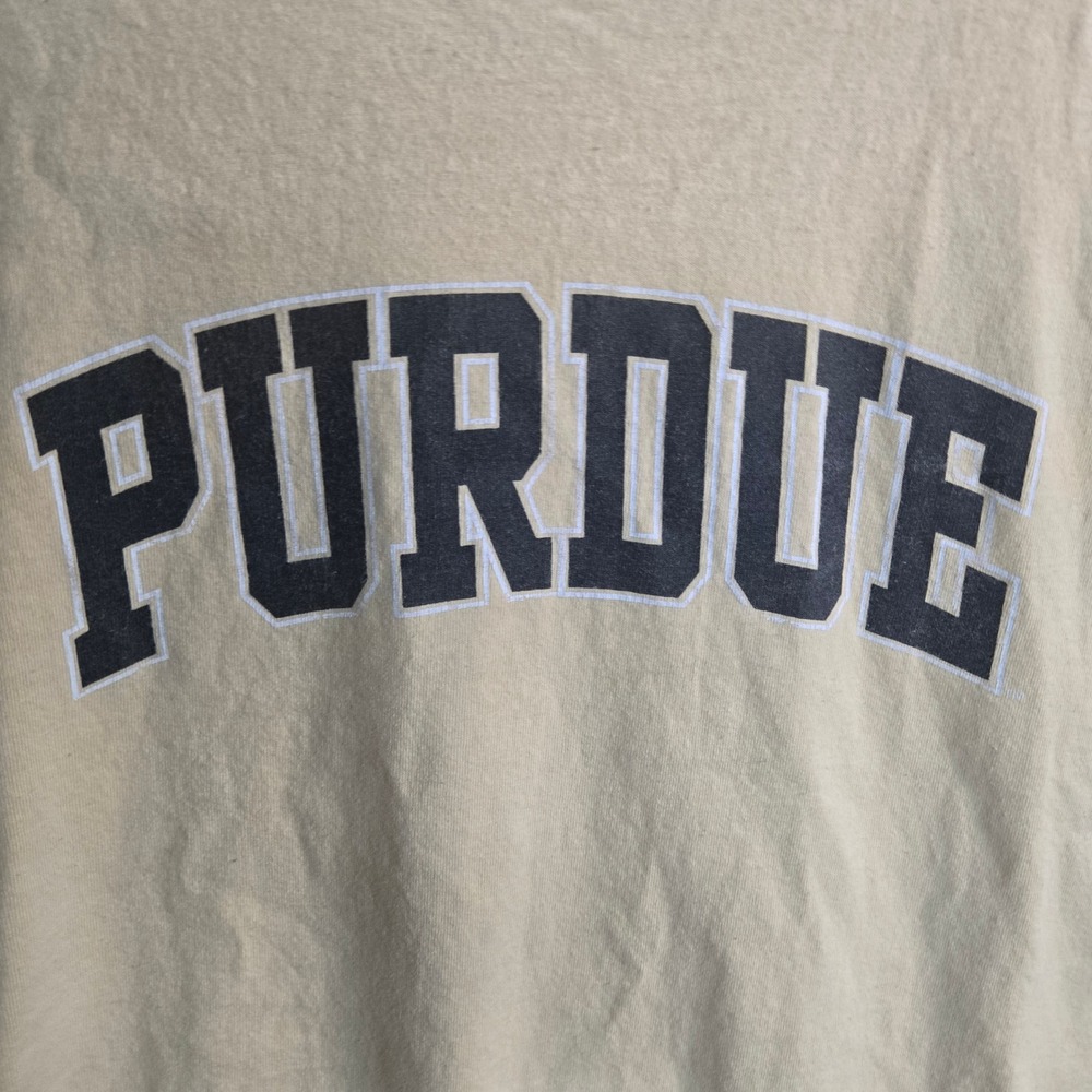 Purdue University Boilermakers Graphic T Shirt Size XL Cream College Tee